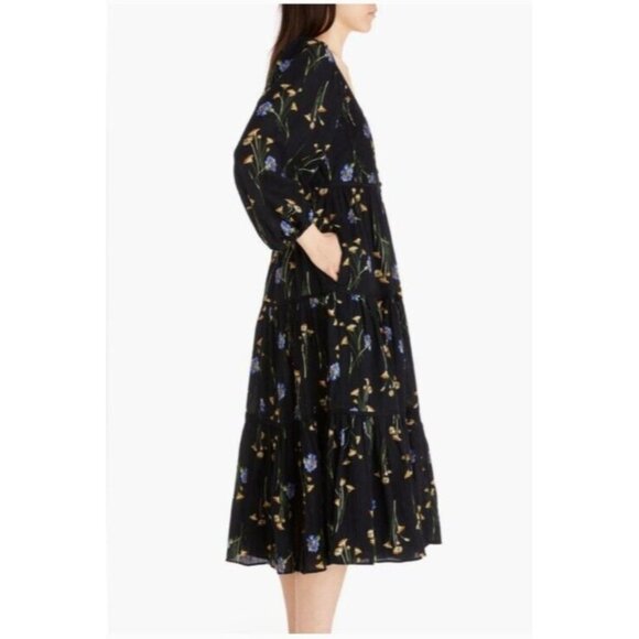 Madewell Xiomara Floral Print Long Sleeve Cotton Dress Size 0 - Picture 8 of 16